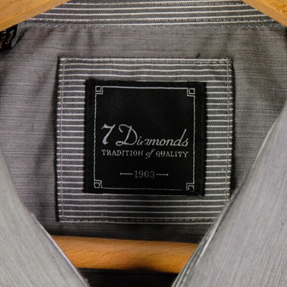 7 Diamonds Shirt Mens Extra Large Gray Button Up Casual Pockets Long Sleeve - Picture 7 of 12